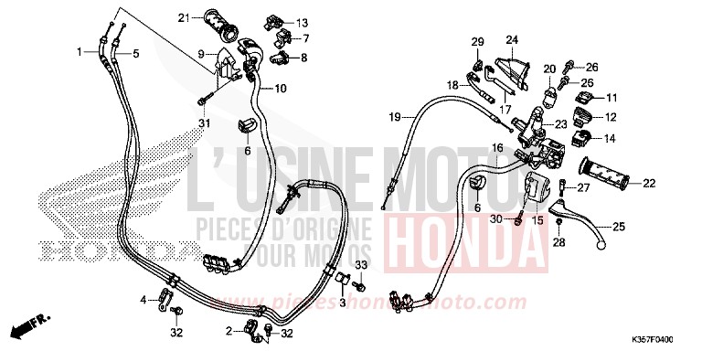 HANDLE LEVER/SWITCH/CABLE for PCX 125 PEARL SIENA RED (R320) from 2017